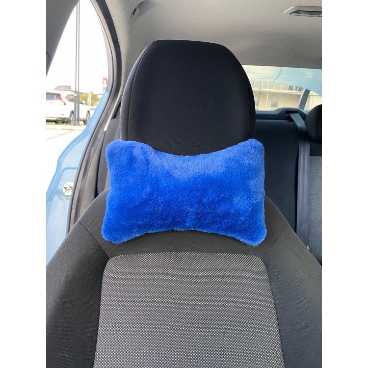 Yumuşak Peluşlu Ortopedik Araba Seyahat Boyun Yastığı Tekli Mavi