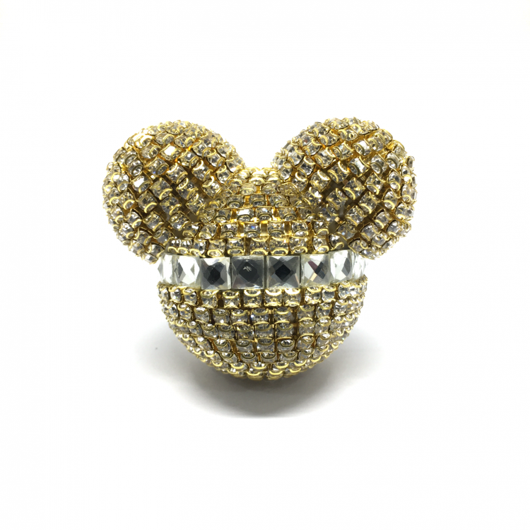 Swarovski Kristal Taşlı Mickey Mouse Havalandırma Klips Oto Kokusu Altın