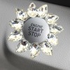 Kristal Damla Taşlı Start Stop Düğme Halkası Gümüş