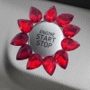 Kristal Damla Taşlı Start Stop Düğme Halkası Kırmızı
