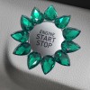 Kristal Damla Taşlı Start Stop Düğme Halkası Siyah