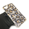 iPhone 7/8 Swarovski Kristal Taşlı Bayan Telefon Kılıfı Sarı Siyah Leopar Desenli