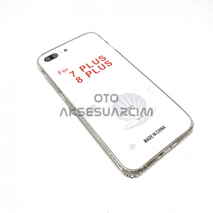 iPhone 7 Plus-8 Plus Kristal Taşlı Bayan Telefon Kılıfı Gümüş