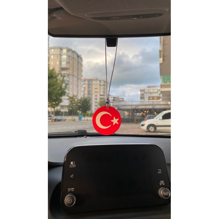 Türk Bayraklı Silikon Dikiz Ayna Süsü