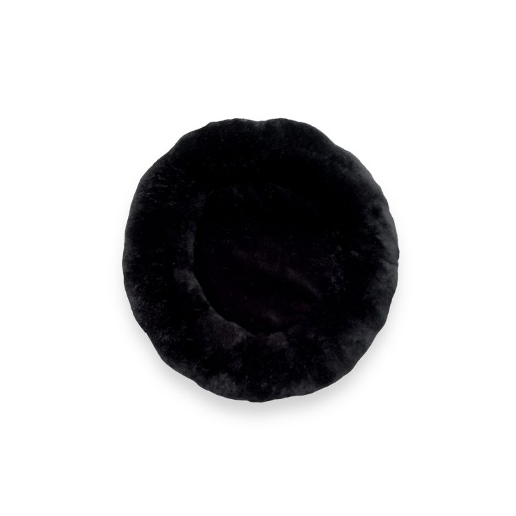 Yumuşak Tüylü Peluş Yuvarlak Evcil Hayvan Kedi Yatağı Minder 50cm Siyah
