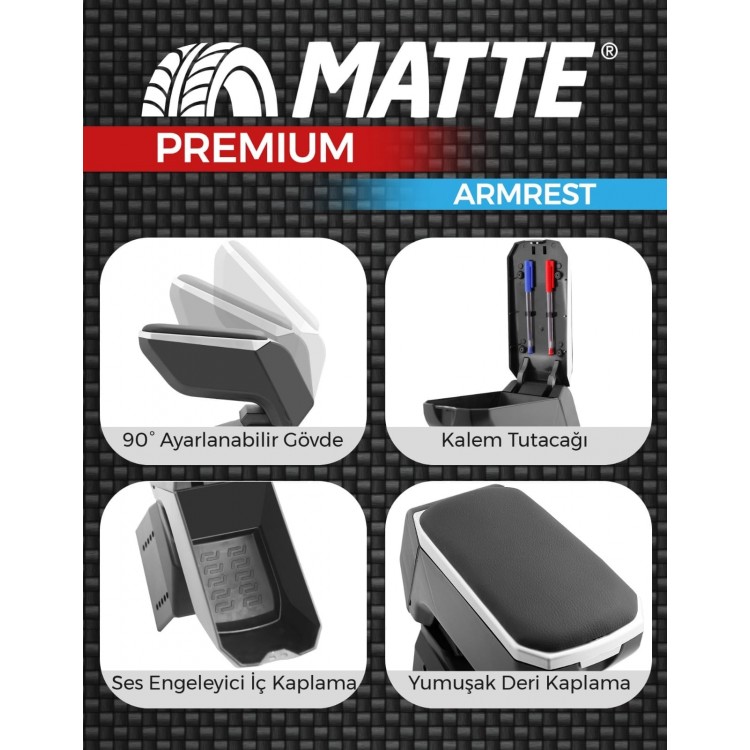 Matte Premium Armrest Kol Dayama Kolçak Gri