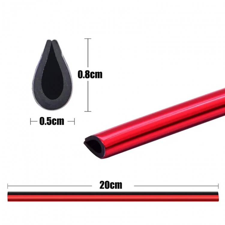 U Tip Geçmeli Havalandırma Nikelaj Şerit Çıta İnce 20cm 10 Parça Kırmızı