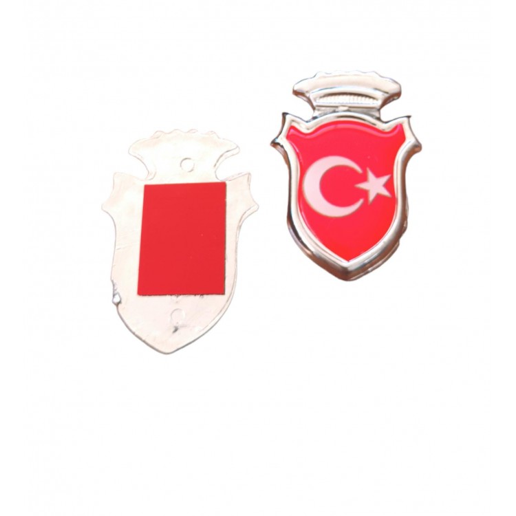 Türk Bayraklı  Arma Damla Etiket Kırmızı 2'li