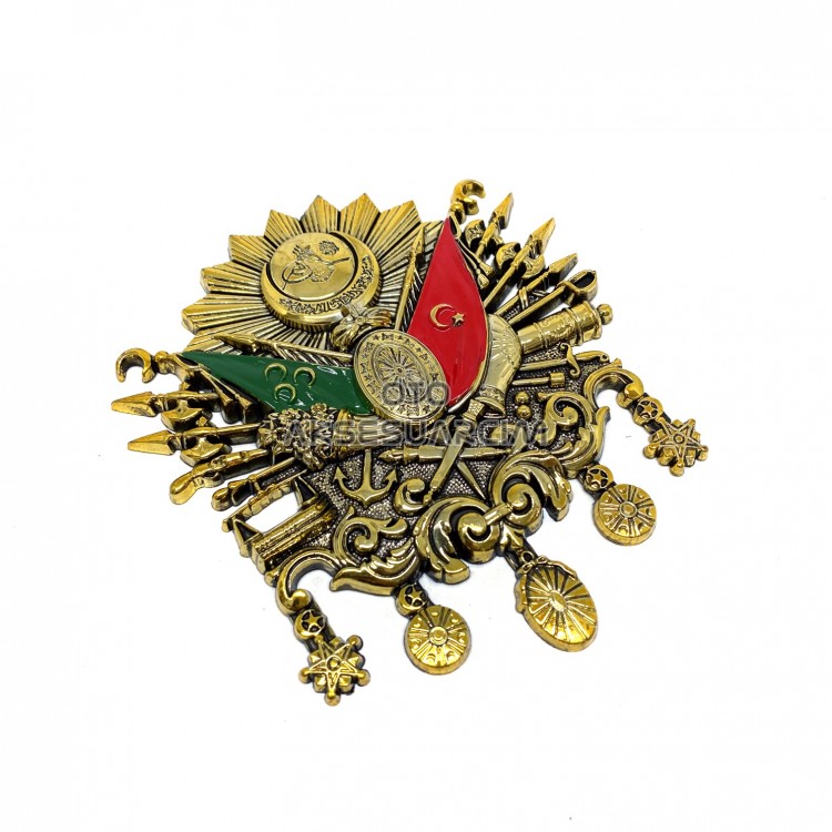 Osmanlı Devlet Arması Kabartma Logo Büyük Gold 12x11cm