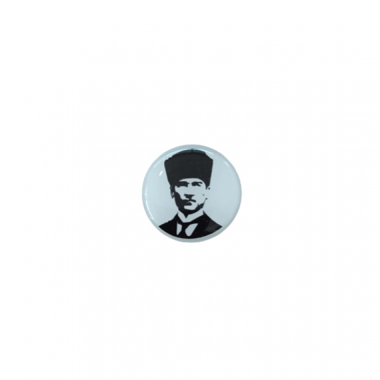 K.Atatürk Silüetli Yuvarlak Etiket Damla Sticker 3cm
