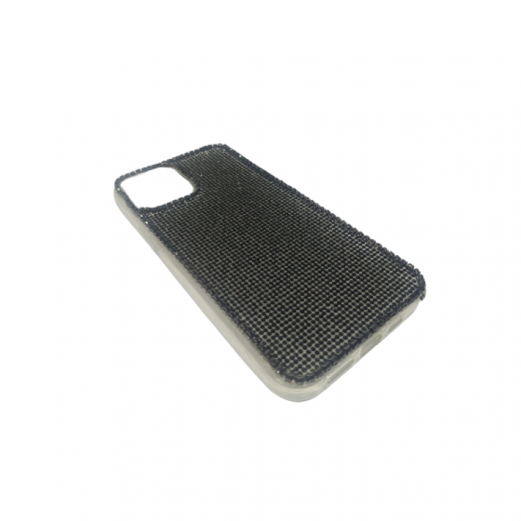 iPhone 12 Pro Max Uyumlu Kristal Taşlı Şeffaf Telefon Kılıfı Siyah