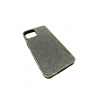 iPhone 13 Pro Uyumlu Kristal Taşlı Siyah Telefon Kılıfı Gümüş