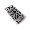 iPhone 7/8 Swarovski Kristal Taşlı Bayan Telefon Kılıfı Siyah Gümüş Leopars Desen
