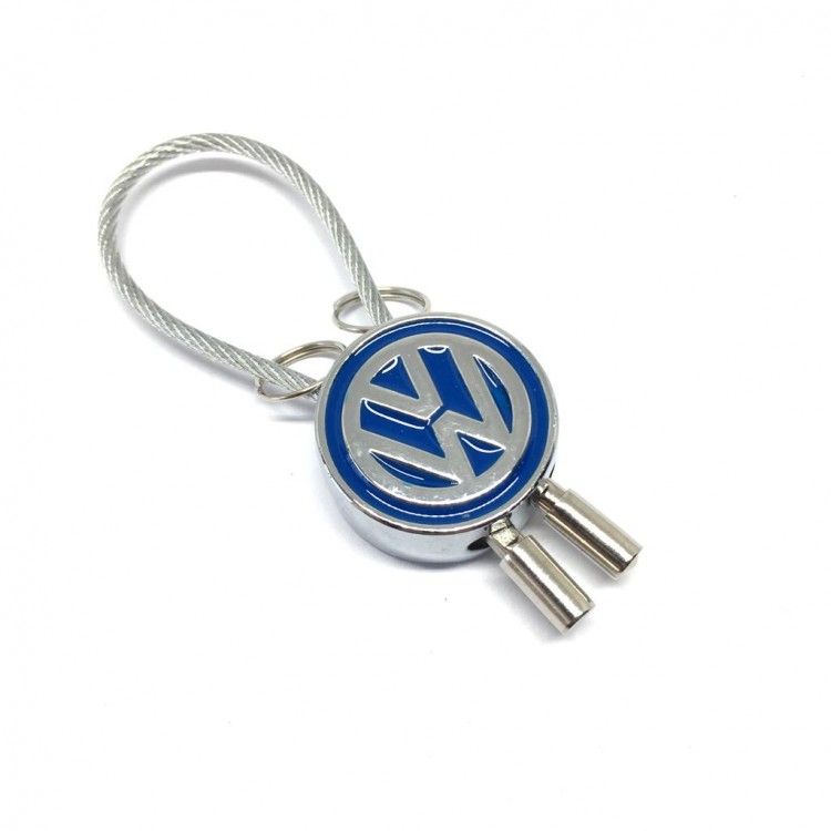 Volkswagen Çelik Telli Metal Oto Anahtarlık Mavi