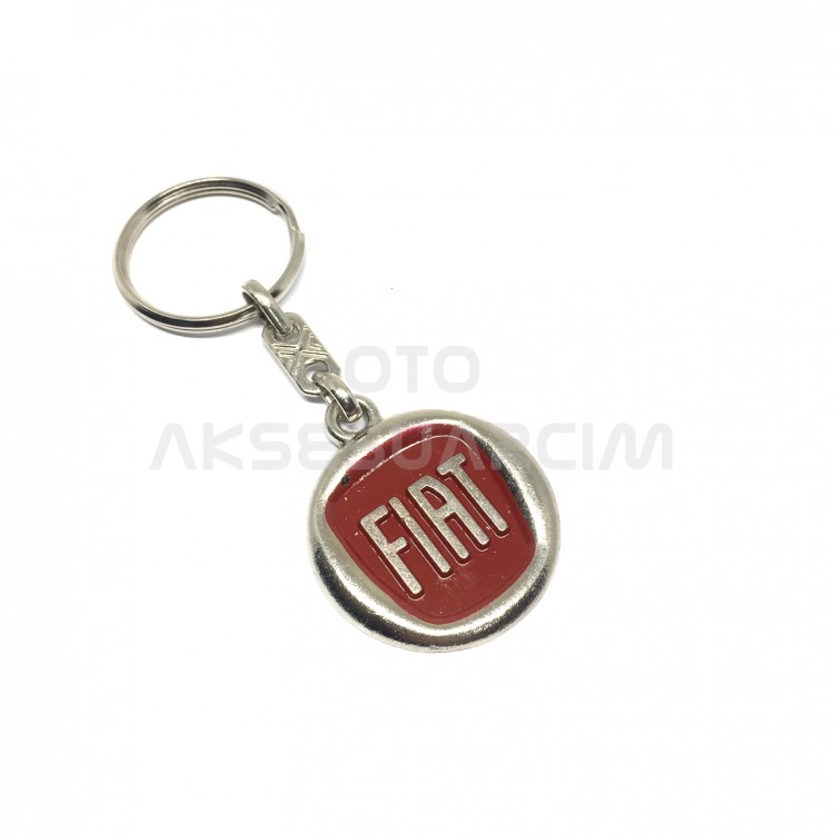 Fiat Metal Oto Anahtarlık Krom Kırmızı