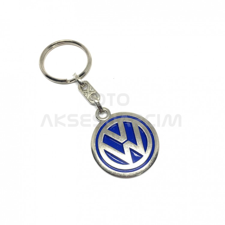Volkswagen Metal Oto Anahtarlık Krom Mavi