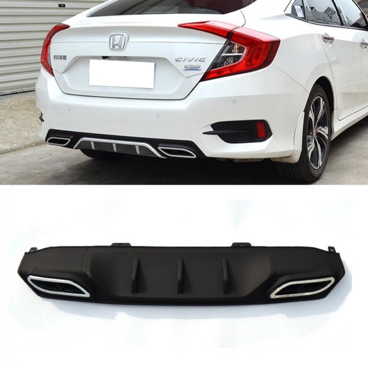 Honda Civic FC5 Plastik Arka Tampon Difüzör Siyah Kromlu