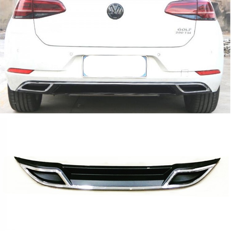Volkswagen Golf 7.5 Plastik Arka Tampon Difüzör Siyah Kromlu