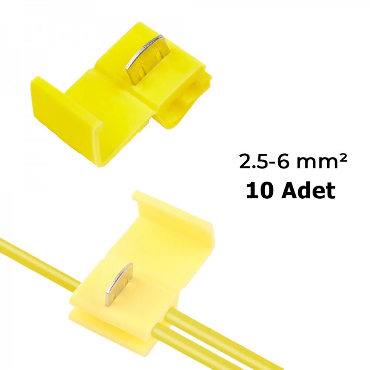 Hızlı Kablo Ekleme Aparatı Konnektör Klips Klemens Sarı 2.5-6 mm² 10'lu