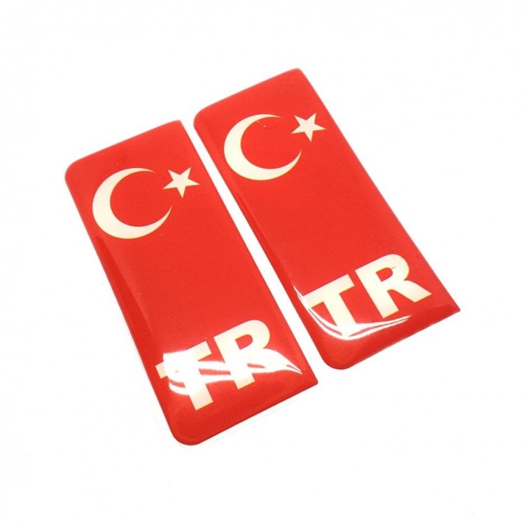 TR Plaka Arması Damla Etiket Sticker Kırmızı 2'li