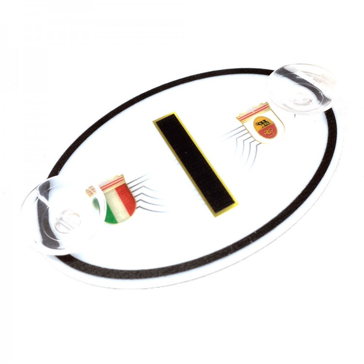 İtalya Bayraklı I Plaka Oval Vantuzlu Pleksi Cam Süsü Beyaz 11x7.5cm