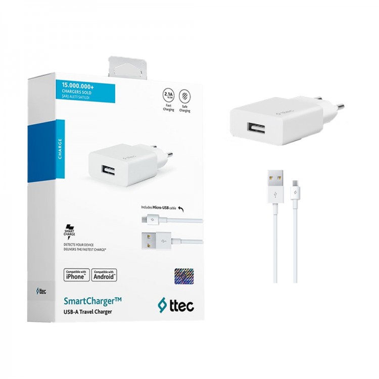 TTEC SmartCharger 2.1A Android Mikro-USB Seyahat Şarj Aleti 2SCS20MB