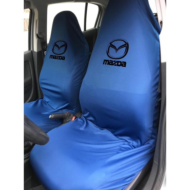 Mazda Likralı Kumaş Servis Kılıfı Ön 2'li Mavi