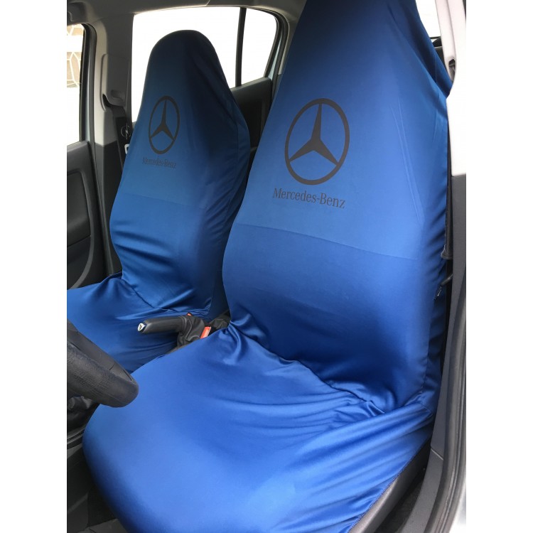 Mercedes Mavi Ön 2'li Likralı Kumaş Servis Kılıfı