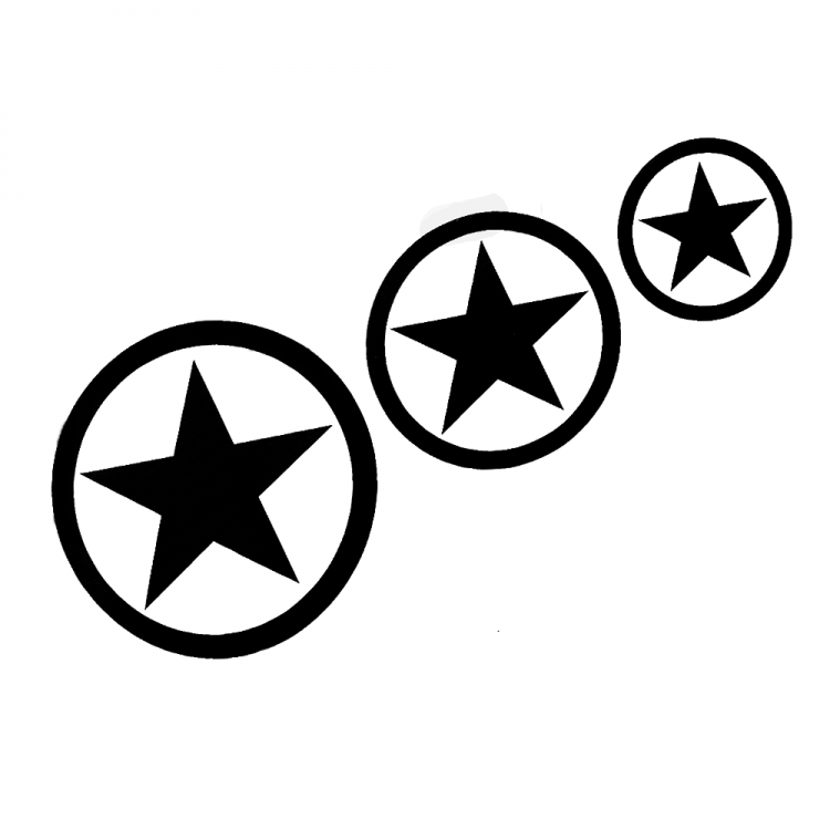 3'lü Yıldız Oto Sticker Siyah 22x10cm