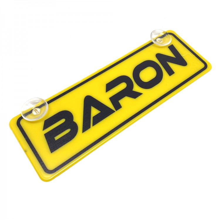Baron Yazılı Sarı Dekor Plaka Vantuzlu Cam Süsü 22x7.5cm