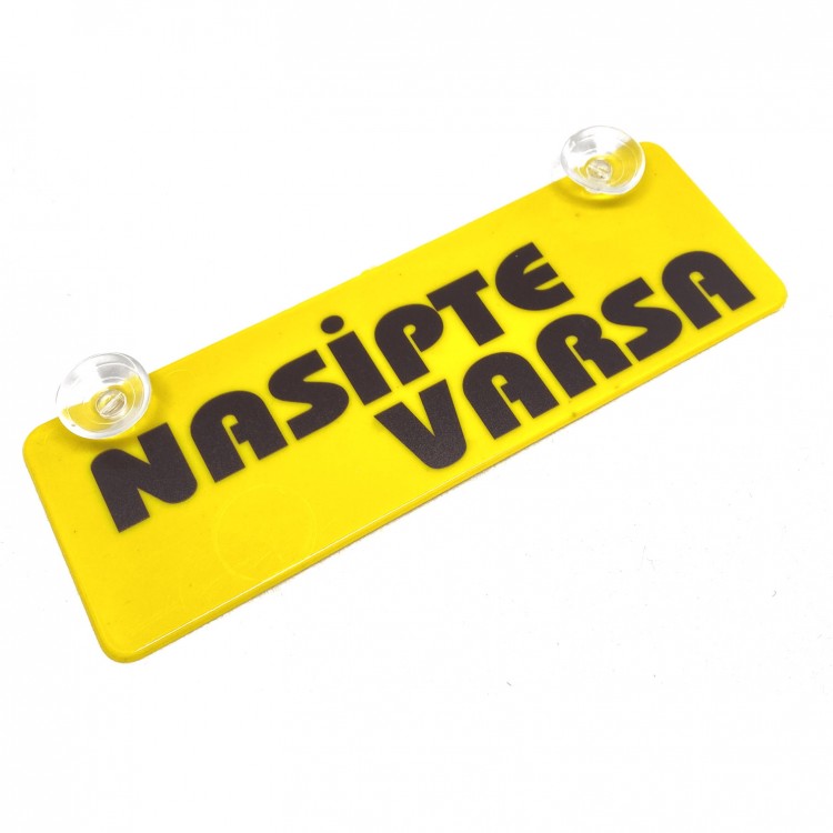 Nasipte Varsa Yazılı Sarı Dekor Plaka Vantuzlu Cam Süsü 22x7.5cm