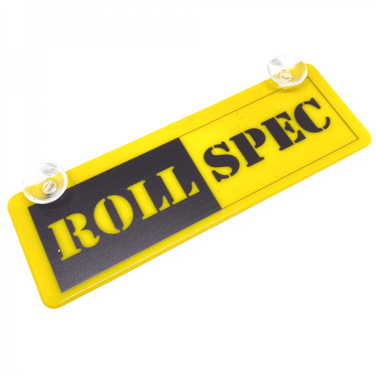 ROLL SPEC Yazılı Sarı Dekor Plaka Vantuzlu Cam Süsü 22x7.5cm